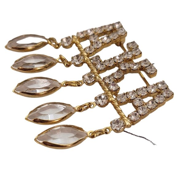 Gold Tone Clear Rhinestone Dangle Alpha Kappa Alpha Pin E290 - Picture 3 of 6